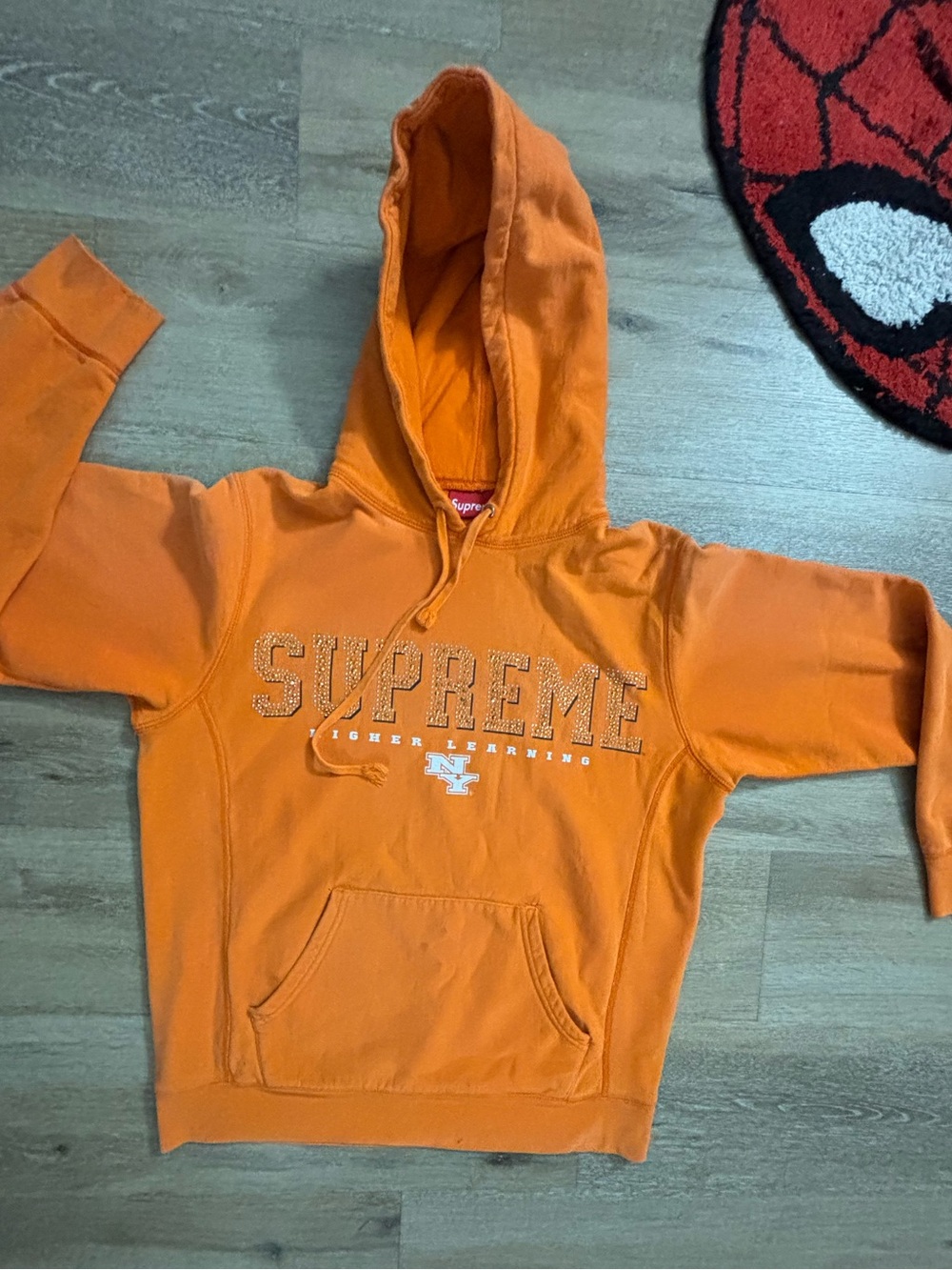 Supreme Kids Orange Pullover Hoodie with Logo